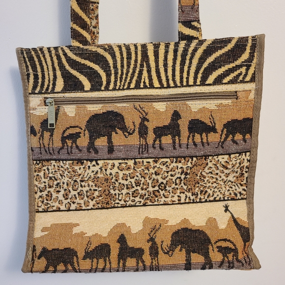 EUC Jade African Safari Tapestry Tote with Coin Purse - Picture 7 of 16